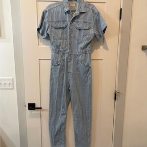 Free People Light Blue Denim Jumpsuit